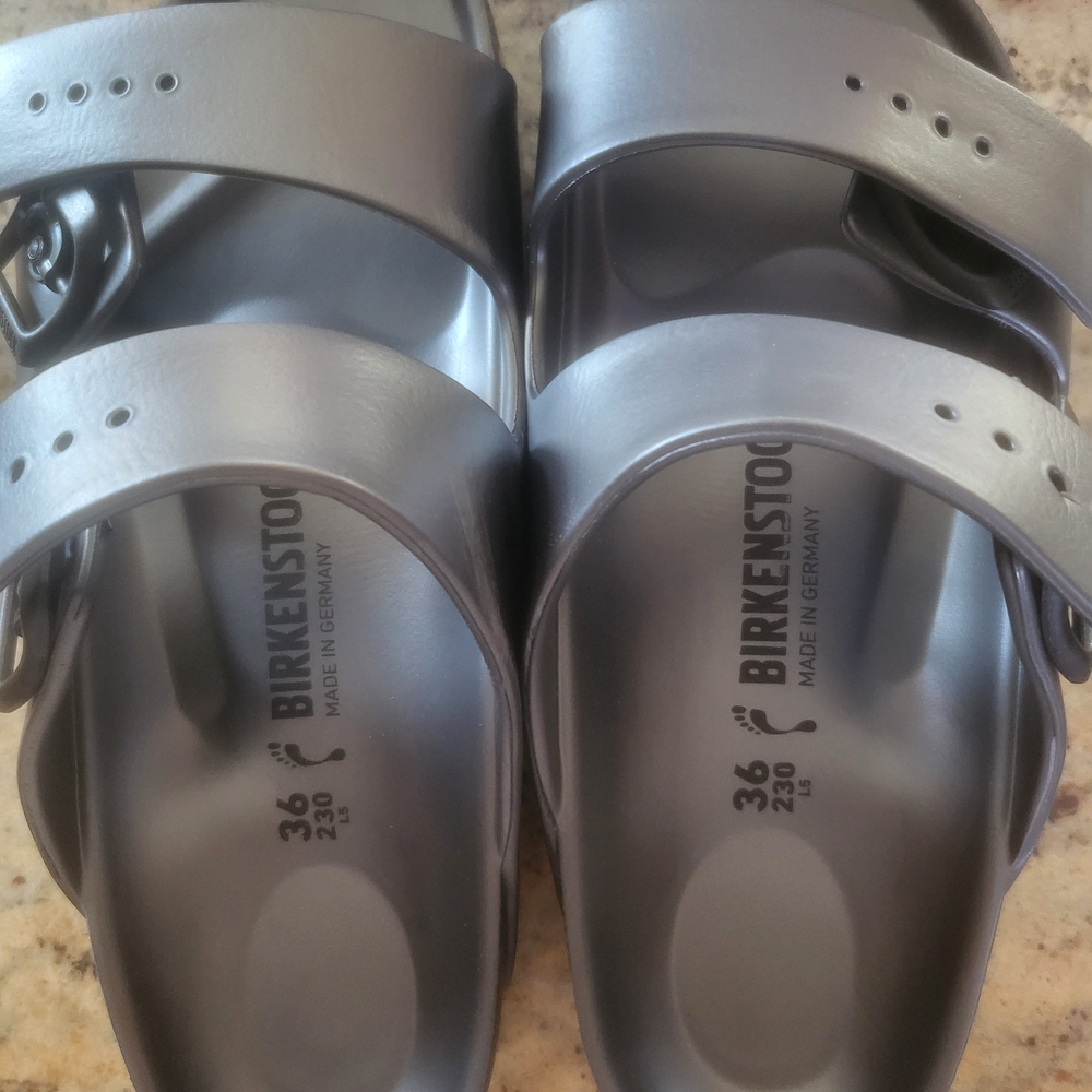 Birkenstock Arizona Sandals in Pewter Metallic - Picture 2 of 2
